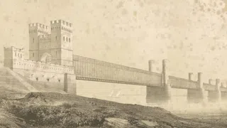 Die berühmte Eisenbahnbrücke zwischen Berlin und Sankt Petersburg