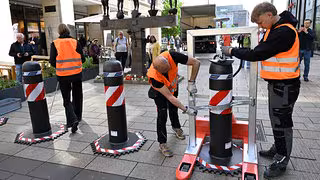 Nach Amokfahrt in Leipzig: Stadt errichtet Poller an Einfahrt zur Grimmaischen Stra&szlig;e